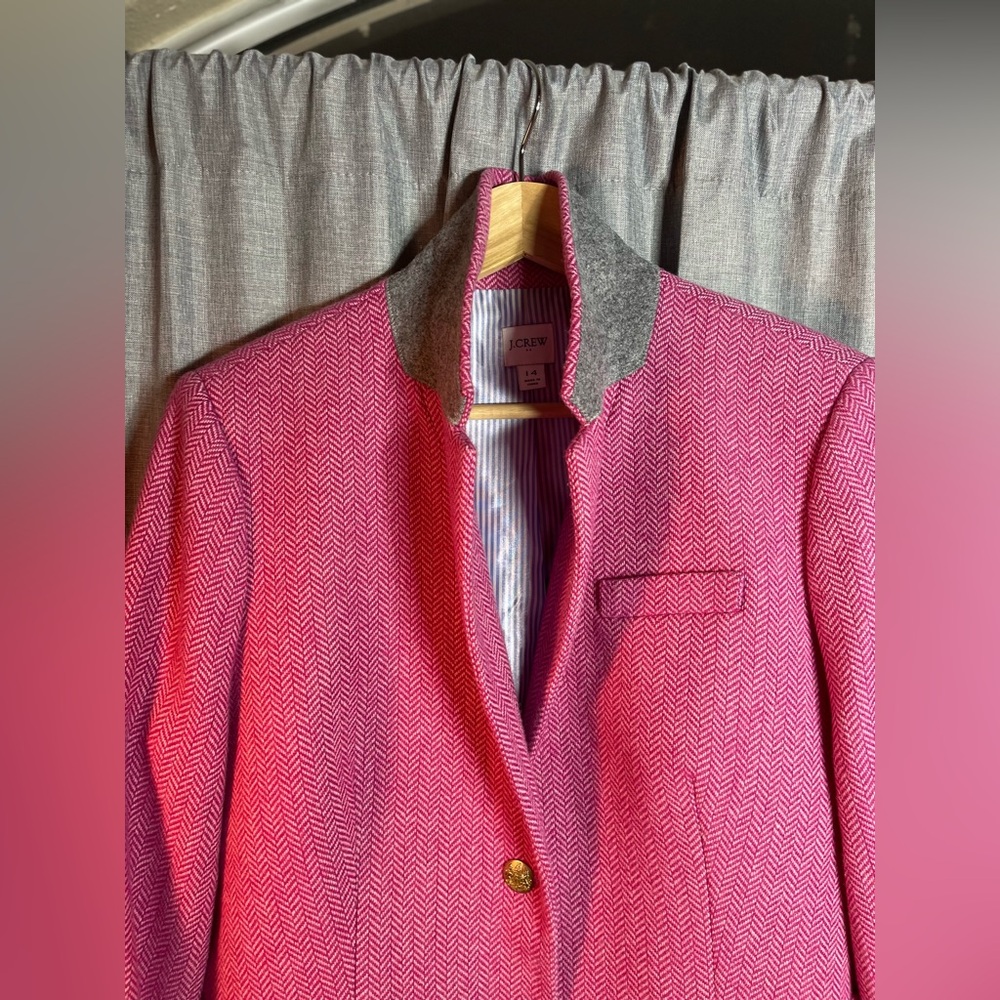J. Crew Fuchsia Herringbone Blazer